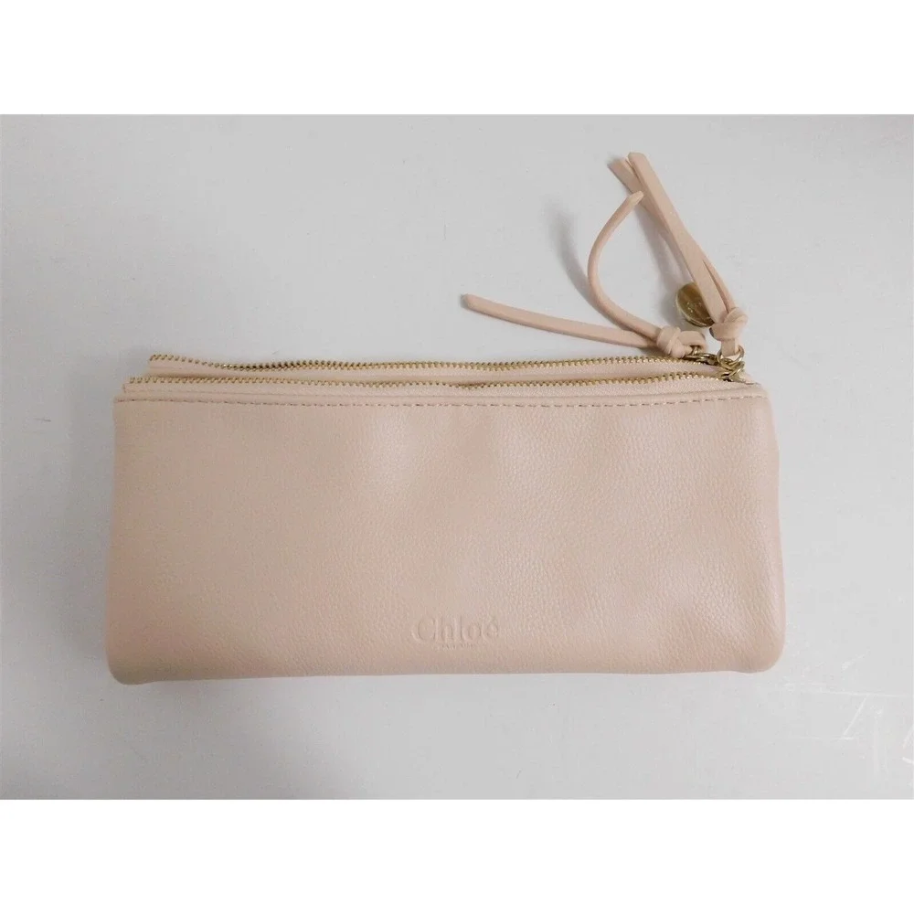 New‎ Chloe Parfums Light Pink Canvas Double Pouch Pochette Clutch Bag